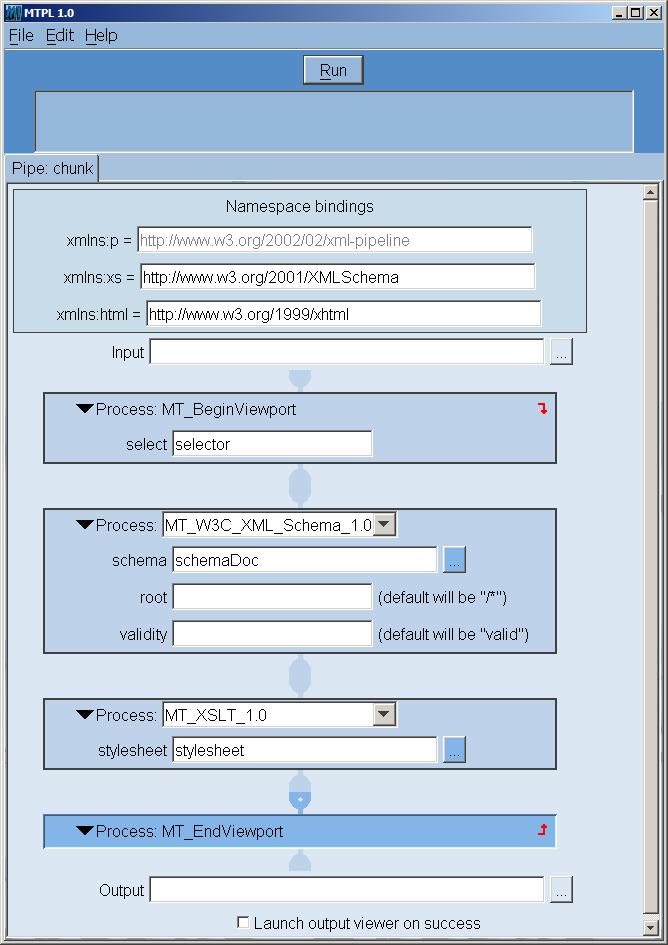 Snapshot of GUI for chunk pipeline