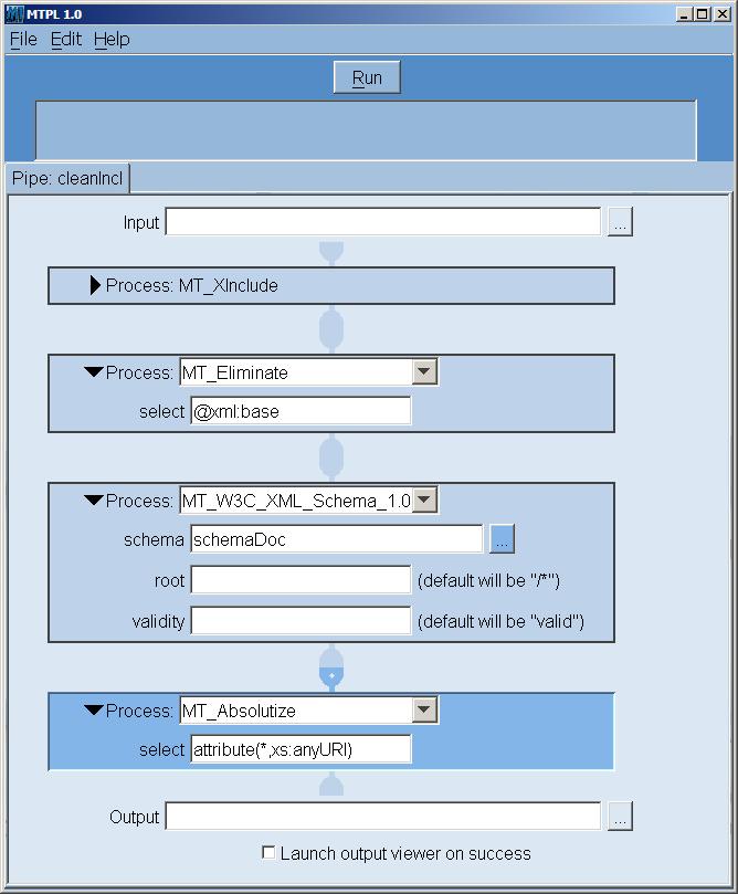 Snapshot of GUI for cleanIncl pipeline